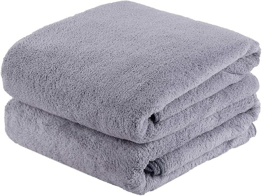 JML Extra Large Bath Towels, 2 Pack, 30"x60" - 350GSM, Fleece Towel Set - Oversized, Soft, Absorbent, Lint Free, No Fading, Perfect for Bathroom, Shower, Suana, Gym, Pool, Hotel, SPA, Fleece Grey