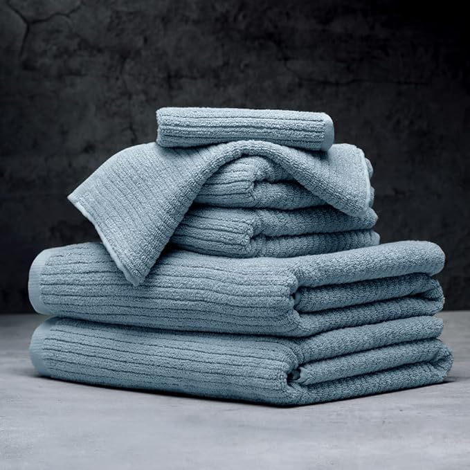 LUXOME Luxury Performance 6-Piece Bath Towel Set | Dual-Loop Design | Ultra Soft | Highly Absorbent | Quick Drying | Surf