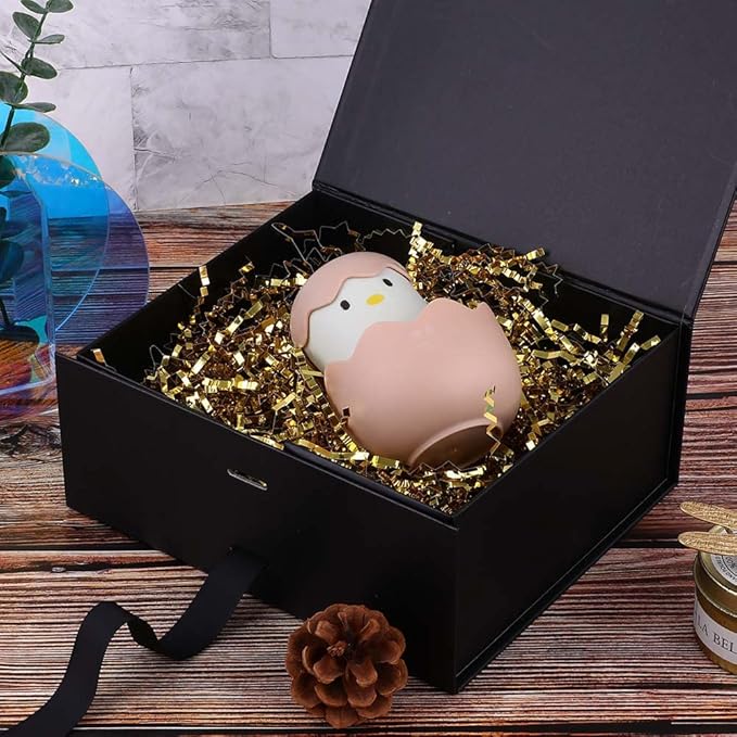 Black Gift Box 8x7x3.3 Inches, Luxury Gift Box with Ribbon, Empty Box with Lid, Collapsible Small Gift Boxes for Presents Packaging (Matte Black)