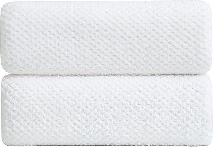 2 Piece Hand Towels Set,100% Microfiber - Quick Dry, Thick, Soft, Plush and Highly Absorbent Luxury Hotel & Spa Bath Towel for Bathroom, Pack of 2 (White)
