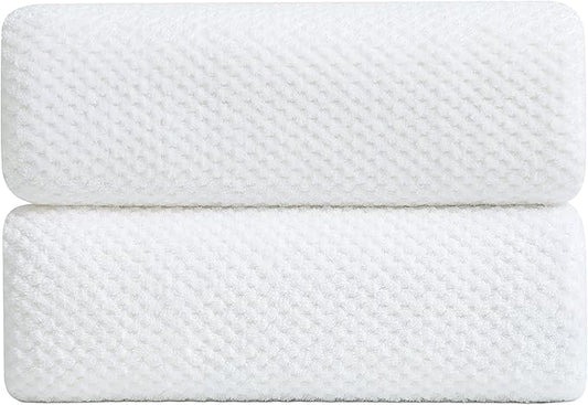 2 Piece Hand Towels Set,100% Microfiber - Quick Dry, Thick, Soft, Plush and Highly Absorbent Luxury Hotel & Spa Bath Towel for Bathroom, Pack of 2 (White)