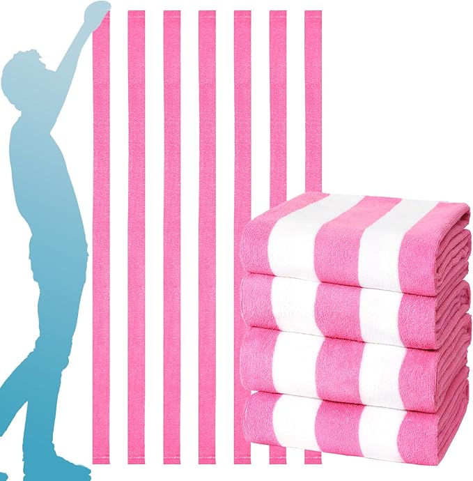 4 Packs Extra Large Beach Towel Bath Towel 72 * 40 Set Bathroom Sheets Bulk Oversized Soft Absorbent Thick XL Big Giant Microfiber Terry Blanket Clearance Turkish Toallas De Playa NOT Cotton Pink