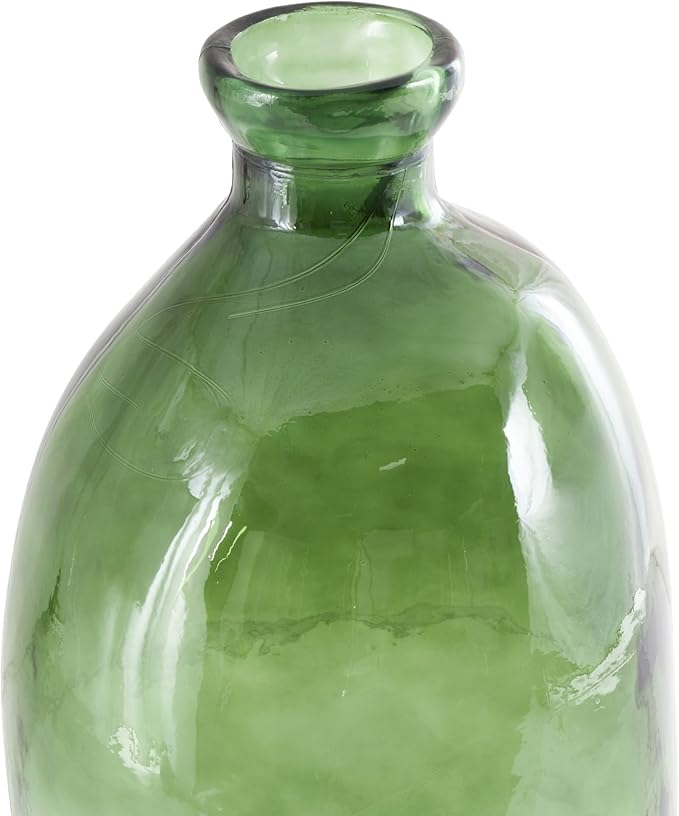 Deco 79 Recycled Glass Abstract Handmade Decorative Vase Tall Curved Ombre Spanish Bottle Centerpiece Vase, Flower Vase for Home Decoration 13" x 13" x 29", Green
