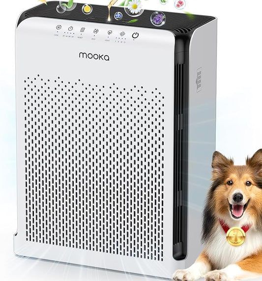 Air Purifiers for Home Large Room up to 2200ft², MOOKA Air Purifier for Home Pets Bedroom with ECO Mode & Fragrance, HEPA Air Filter Cleaner for Pet Hair Dander Smoke Living Dorm Room Office, M200L