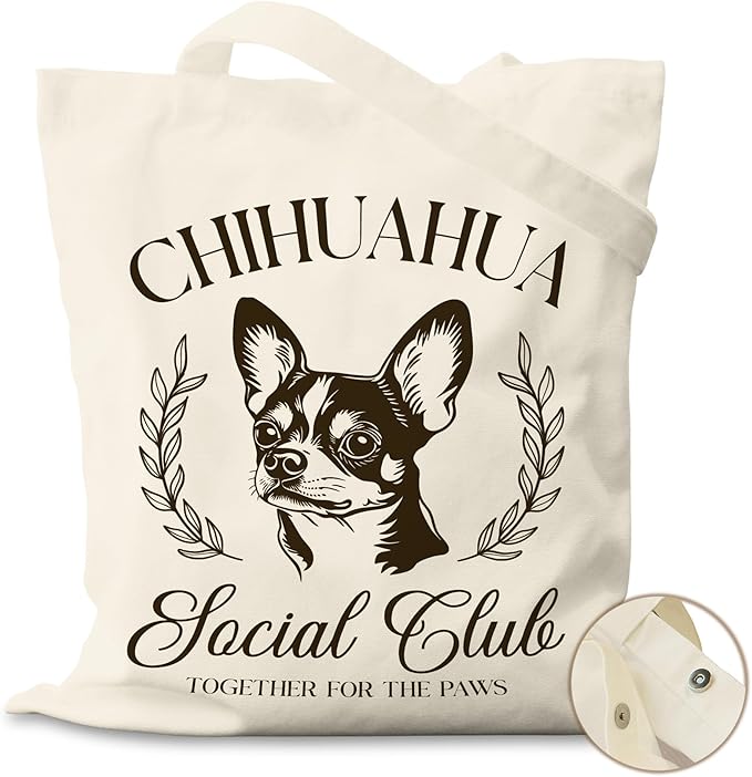 Dog Social Club Canvas Tote Bag, Travel & Daily Use, 16x14 Inch