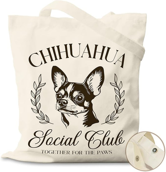 Dog Social Club Canvas Tote Bag, Travel & Daily Use, 16x14 Inch