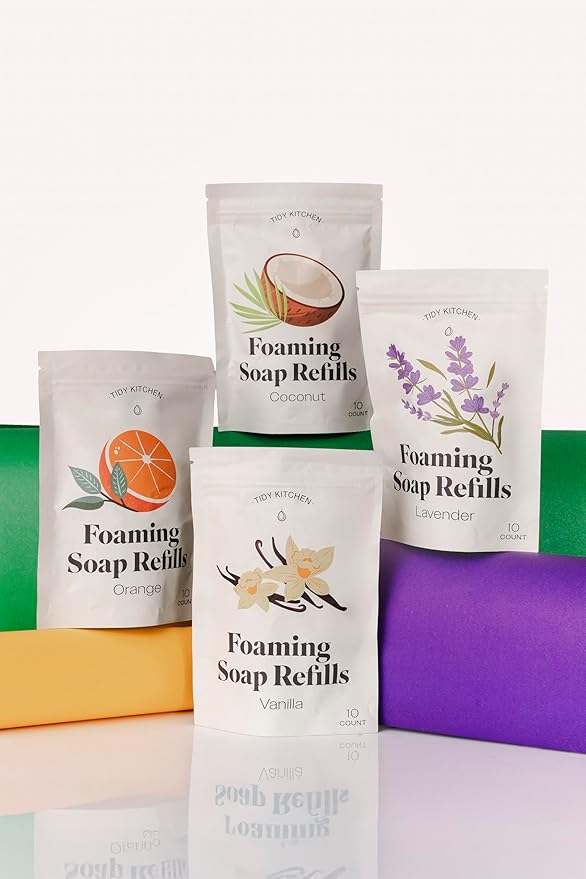 Foaming Hand Soap Tablets – Rich, Moisturizing Hand Soap Refills, Works with Dispensers, Variety Pack, 10 Count, 4 Pack