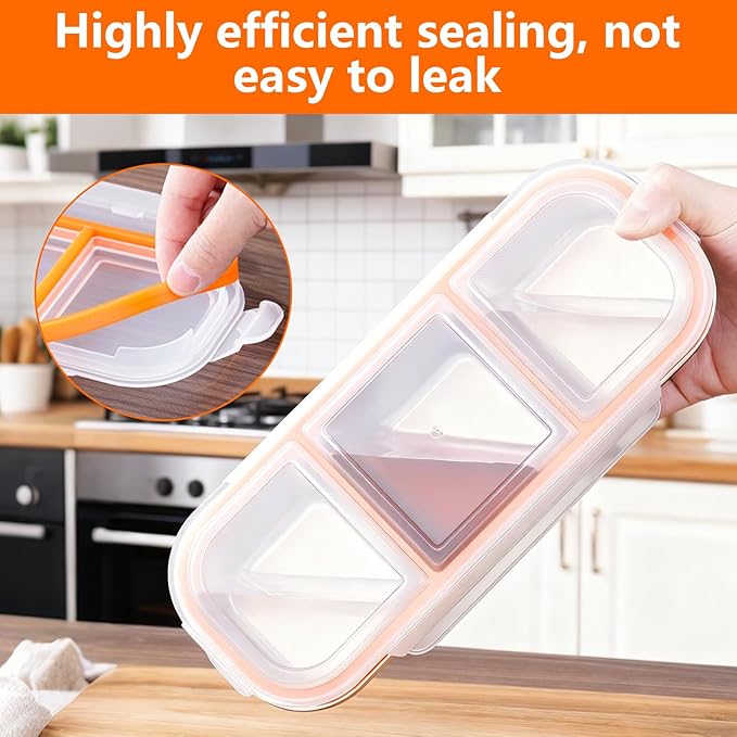 3 Pack Stainless Steel Snack Containers,3 Compartment Reusable stainless steel bento box, Leak Proof Metal Food Storage Containers,Stackable Bento Snack Box for School,Daycare,Work and Travel