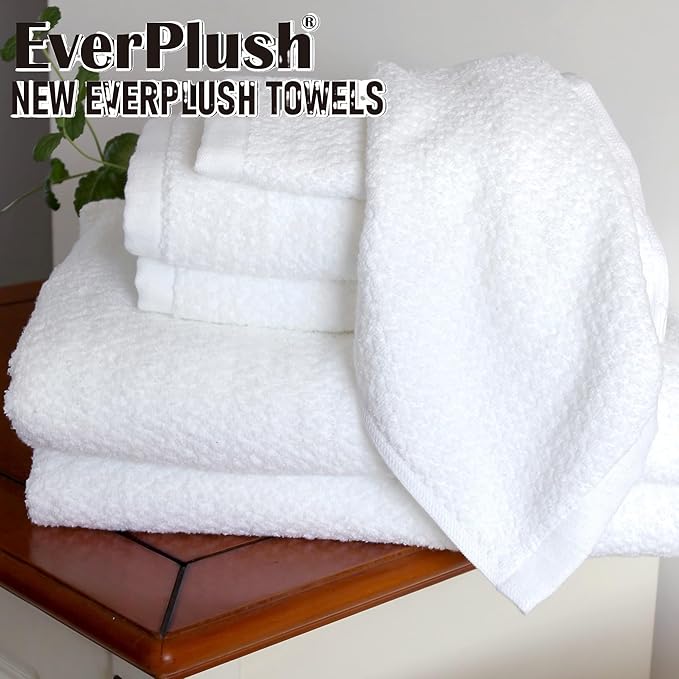 Everplush Minor Flaws Diamond Jacquard 6 Pieces Bath Towel Set, Luxury Super Soft Oversized Towels, Highly Absorbent Diamond Jacquard Quick Dry Bath Towel for Bathroom White
