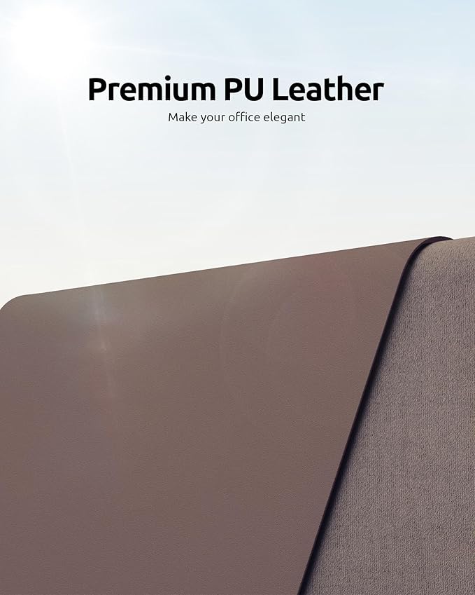 YSAGi Leather Desk Protector, Office Mat, Large Mouse Mat, Non-Slip PU Leather Blotter, Laptop Pad, Waterproof Writing Pad for Office and Home (Chocolate, 31.5" x 15.8")