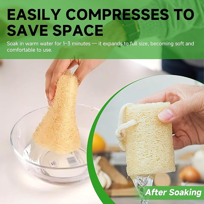 Natural & Biodegradable Loofah Bath Sponge - Deep Exfoliation for Soft Skin, Eco-Friendly Body Scrubber,Shower Loofah Exfoliator & Multipurpose Cleaner (Pack of 3)