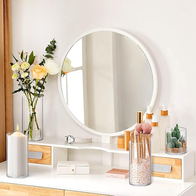 8 Pack Glass Cylinder Vases 4,6,8,10 Inch Tall Clear Flower Vase Hurricane Floating Candle Holder for Table Centerpiece Wedding Home Decor