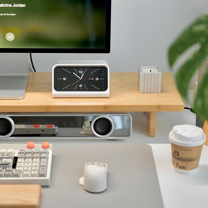 Bamboo Dual Monitor Stand Riser Natural, 2-Tier Desk Monitor Riser for 2 Monitors, Supports for PC Computer Monitor, Printer, Heavy TV Riser up to 300 lbs