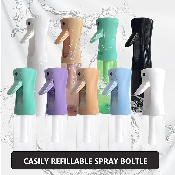 Spray Bottle for Hair Continuous Ultra Fine Mist 360° Multi Spray Bottle for Plants, Cleaning, Skin Care Leakproof & Durable 2 Pack