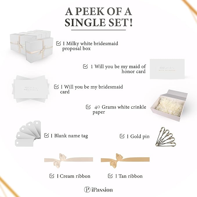 Gift Box Set - Bridesmaids Gifts for Wedding (1 Pack), All Occasions, Bridesmaid Proposal, Magnetic Boxes With Lids, Big Set For Bridal, 13.5 x 9 x 4.5 inches, Large White Giftbox