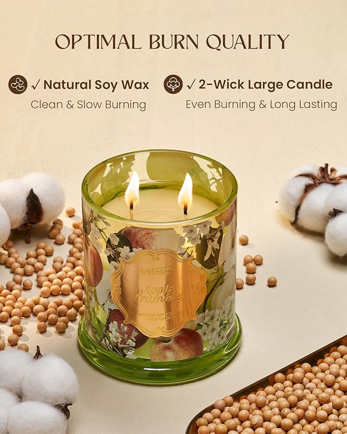 M&SENSE Apple Crumble Candles for Home Scented, Organic Soy Candles Non Toxic, 12.7oz Large Jar Candle 75 Hours Long Lasting, Strong Scented Fall Winter Thanksgiving Christmas Housewarming Gift