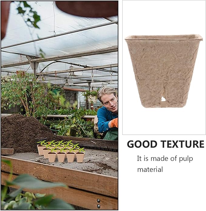 40pcs Biodegradable Pulp Planting Flower Pots Germination Starter Cups with Labels for Seedling Growth Breathable Containers for Garden Nursery