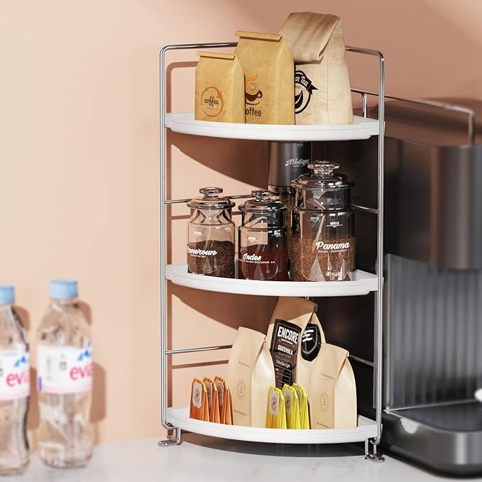 3-Tier Bathroom Counter Organizer, Plastic Bathroom Organizer, Tool-Less Installation Makeup Vanity Tray, Bathroom Organizer Countertop Skincare Perfume Organizers (Chrome)