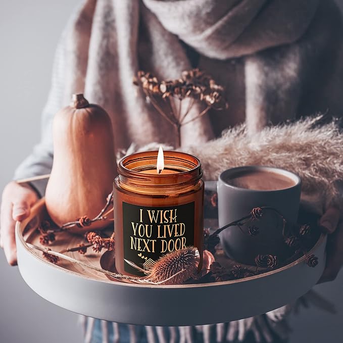 Birthday Gifts for Women Men - I Wish You Lived Next Door Candle for Her - Friendship, Housewarming Gift -Gifts for Best Friend, Girlfriend, Sister, Mom - Relaxing Natural Soy Candle for Home