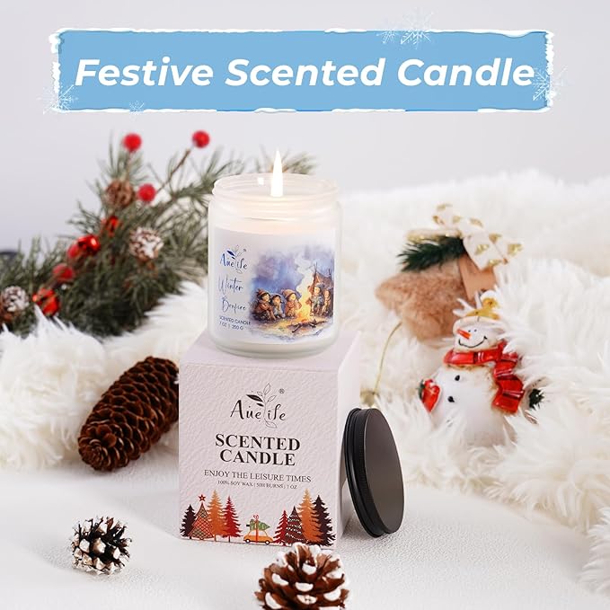 Hello Winter Candle | Fresh Citrus & Jasmine Scented Soy Candles - Winter Aromatherapy Candles Gift for Women & Men, Cozy Holiday Home Décor Candle, Long Lasting Clean Burn