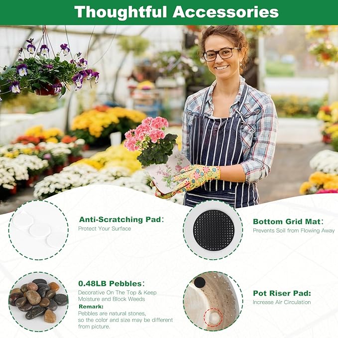 Ceramic-Planters-for-Indoor-Plants with Saucer, 6 inch Vintage Ice Crack Glaze Plant Pots with Drainage Holes, Decorative Flower Pots for Outdoor Garden Home Decor, Tuscan Pot for Plant