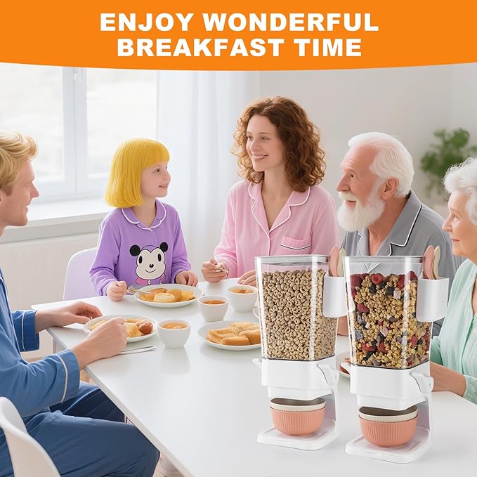 Cereal Dispenser Countertop 2 Pack with Bowls Spoons Cutlery Box,5.5 QT Dry Food Dispenser Snack Organizer Containers Storage with Lids for Pantry Kitchen Organization Oatmeal Nut Granola Candy