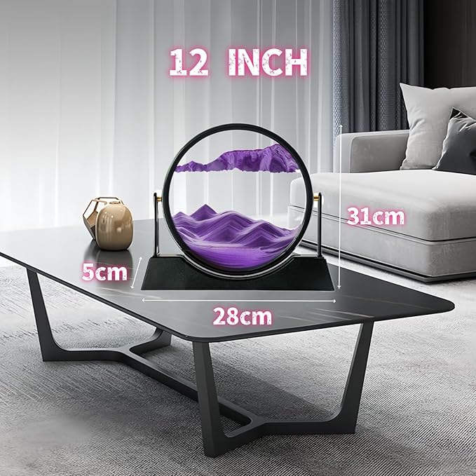 ZSDSZDZY Moving Sand Art Picture Liquid Motion, 3D Quicksand Décor, Deep Sea Sandscapes with Display Flowing Sand Frame for Relaxing, Desktop Office Home Decoration (Purple)