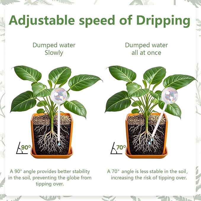 Plant Watering Globes- 4 Pack Iridescent Rainbow Glass Water Bulbs Self Watering Spikes Planter Insert Automatic Plant Watering Bulbs Devices for Indoor and Outdoor Plants