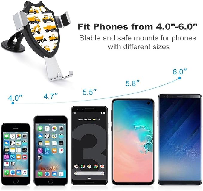 Phone Mount for Car Dashboard Air Vent Windshield Construction Equipment Forklifts Cranes Excavators Tractors Bulldozers Trucks Fashion Phone Holders