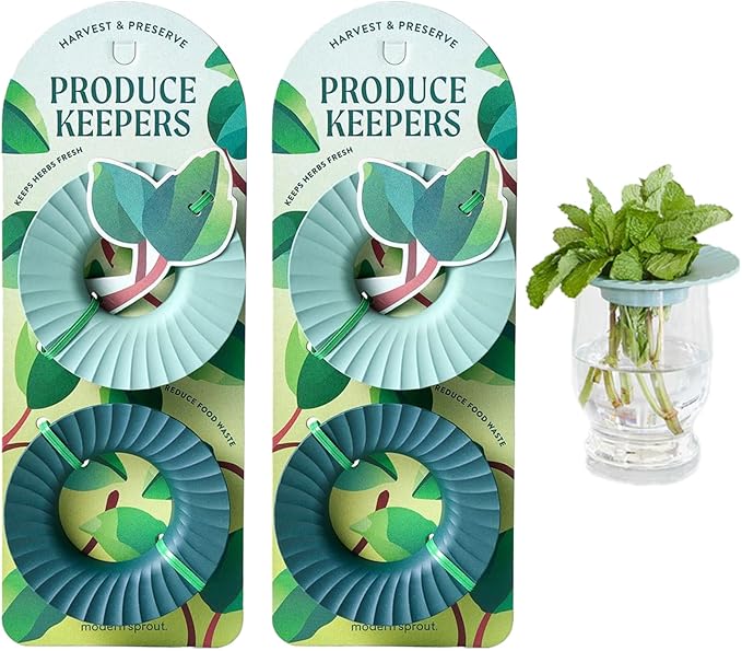 Modern Sprout Produce Keeper for Fresh Herbs & Greens - Eco-Friendly, BPA-Free, Sustainable Materials - Extends Freshness Up to 2 Weeks - Gift for Plant Lovers and Home Chefs - 2 Pack