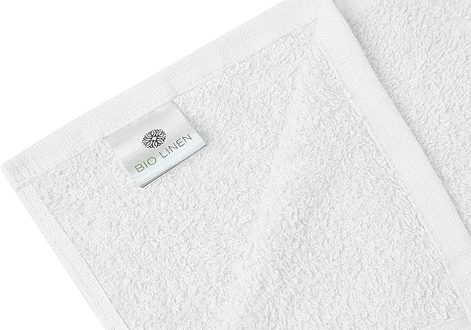 BIOLINEN White Bath Towels 24x48 inches 6 Pack | Ultra Soft, Highly Absorbent | 100% Cotton Towels for Bathroom, Gym, Spa, and Hotel Use