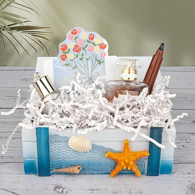 8.5oz Crinkle Paper Filler, Gift Baskets Gift Boxes Crafts Shredded Cut Paper Packaging Decorative Stuffing & Cushioning Confetti for Easter Birthday Wedding Party Favor White