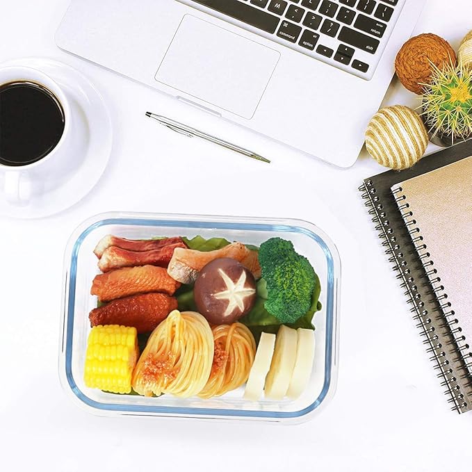 [8-Pack,30 oz]Glass Meal Prep Containers,Glass Food Storage Containers,Airtight lunch Containers with Lids, Microwave, Oven, Freezer and Dishwasher