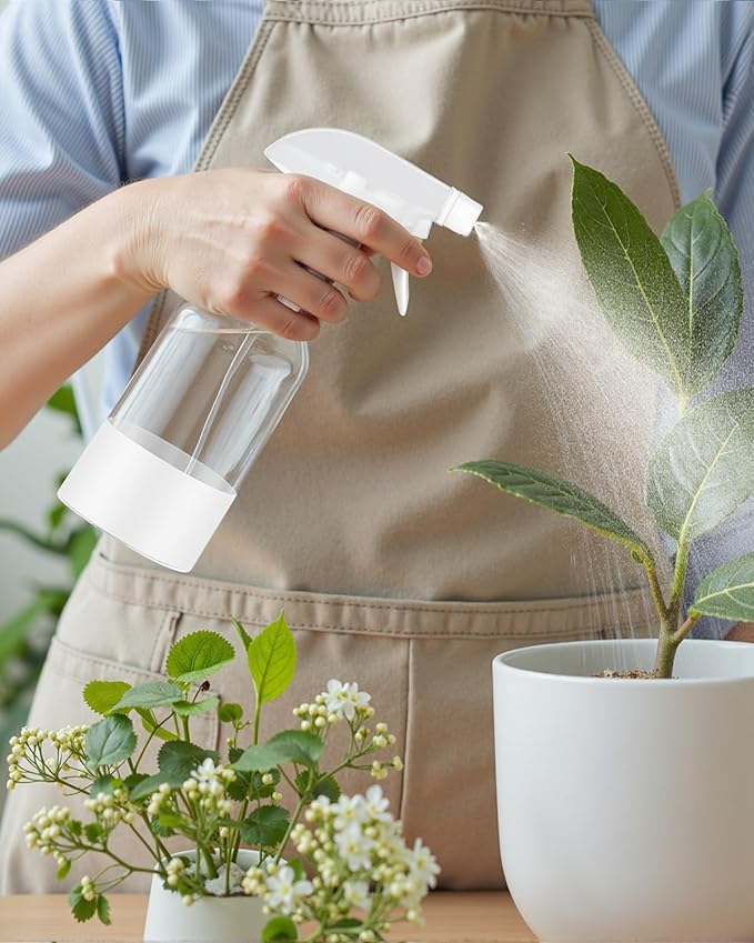 2 Pack Glass Spray Bottles 8 oz, Empty Refillable Containers with Silicone Sleeve Protection, Glass Spray Bottles for Cleaning Solutions, Hair and Plants with Adjustable Nozzles White