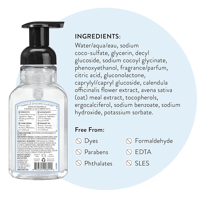 J.R. Watkins Foaming Hand Soap with Pump Dispenser, Moisturizing Foam Hand Wash, Alcohol-Free, Cruelty-Free, Ocean Breeze, 9 fl oz, 3 Pack