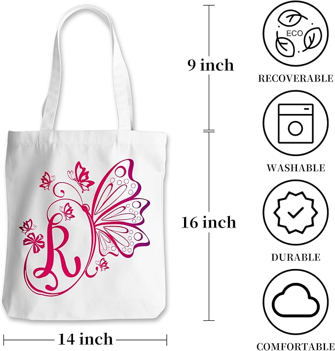 Grace Yonks Butterfly Monogram Canvas Tote Bags with The Letter