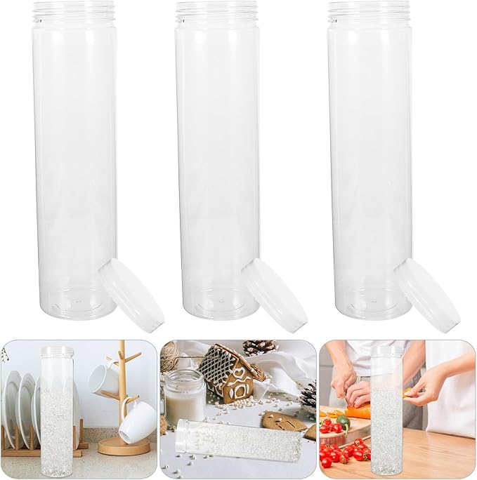 SAFIGLE 3Pcs Airtight Kitchen Storage Canisters with Sealing Lids Transparent Pet Food and Cereal Containers for Pantry Organization and Moisture Protection Reusable Jars for Home Kitchen