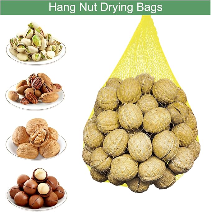 100Pcs Reusable Produce Plastic Mesh Bag,20 Inch Seafood Boil Bags，Kitchen Organizer Produce Packaging Supplies Net，Vegetable and Fruit Seafood Plastic Mesh Strap Storage Bag (Green)