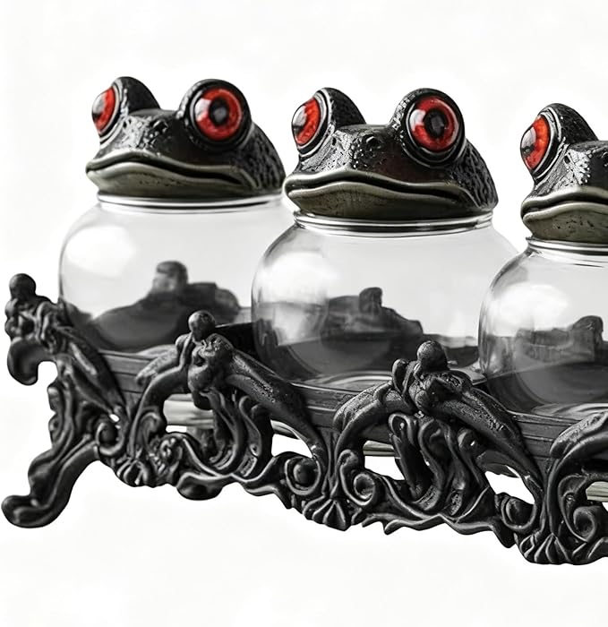 Glass Seasoning Jars, Gothic Apothecary Canister, Glass Candy Jar with Lid, for Kitchen Pantry Cabinet Counter Food Home House Camping