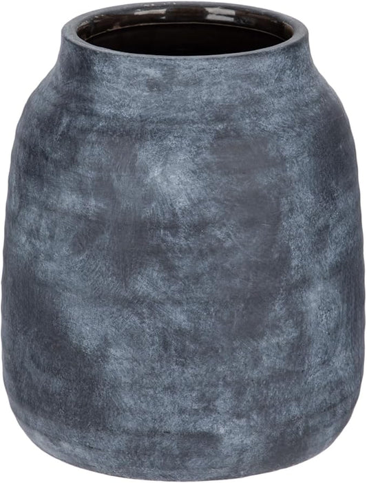 Briful Rustic Ceramic Vase 7” Tall – Handcrafted Vintage Pottery Flower Vase with Distressed White-Wash Finish – Farmhouse Decorative Accent for Table, Shelf, Mantel (Not Watertight)