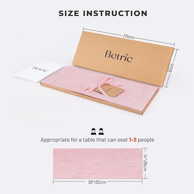 Small Coffee Farmhouse Table Runner for Fall, Thanksgiving, Christmas, and Winter - Athena - 100% Pure Linen - 14 x 36 Inches - Bubblegum Pink