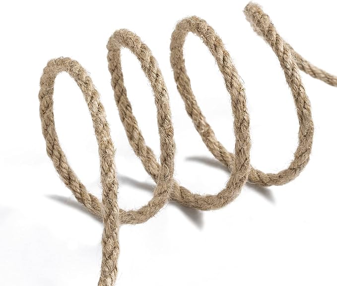 100 Feet 5mm Jute Twine, Heavy Duty Jute Rope, Natural Hemp Rope for DIY Arts Crafts, Gardening, Bundling，Home Decorating, Cat Scratching Post