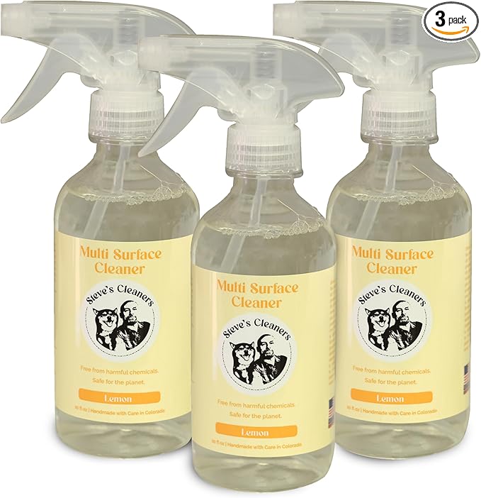 Steve's Cleaners Lemon Multi-Surface Cleaner I Pure Lemon Essential Oil I Biodegradable Spray 10 oz (Pack of 3)
