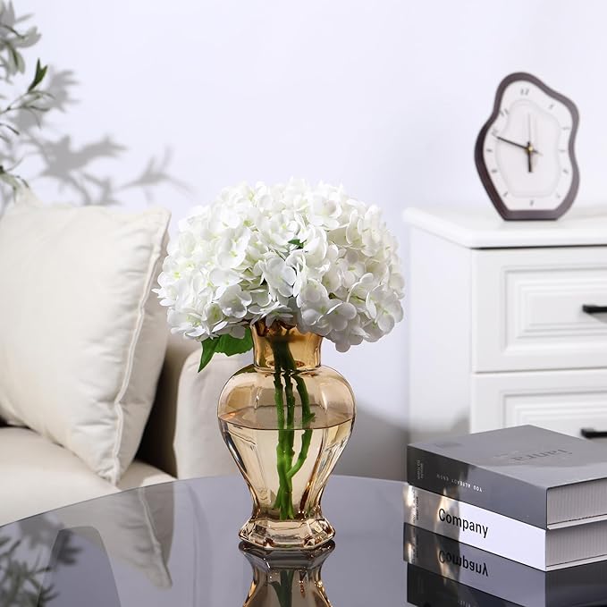 Large Glass Vase, Amber Vase for Flowers, Flower Vases for Bouquet, Glass Flower Vases for Living Room, Dining Table, Shelf, Wedding, Office, Coffee Table, 9.5 Inches