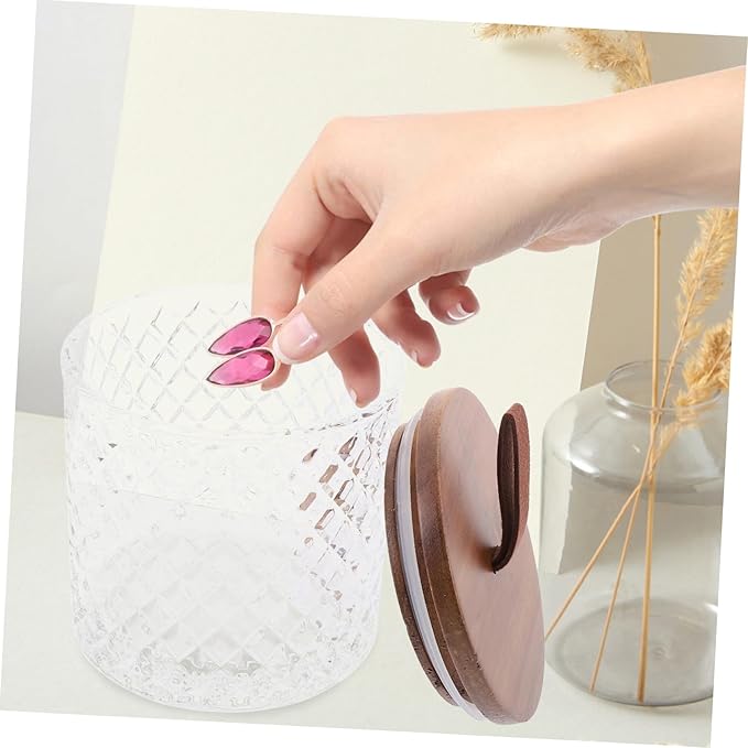 Wood Lid Glass Food Storage Jar Airtight Flour Tea Canister for Kitchen Pantry Organization