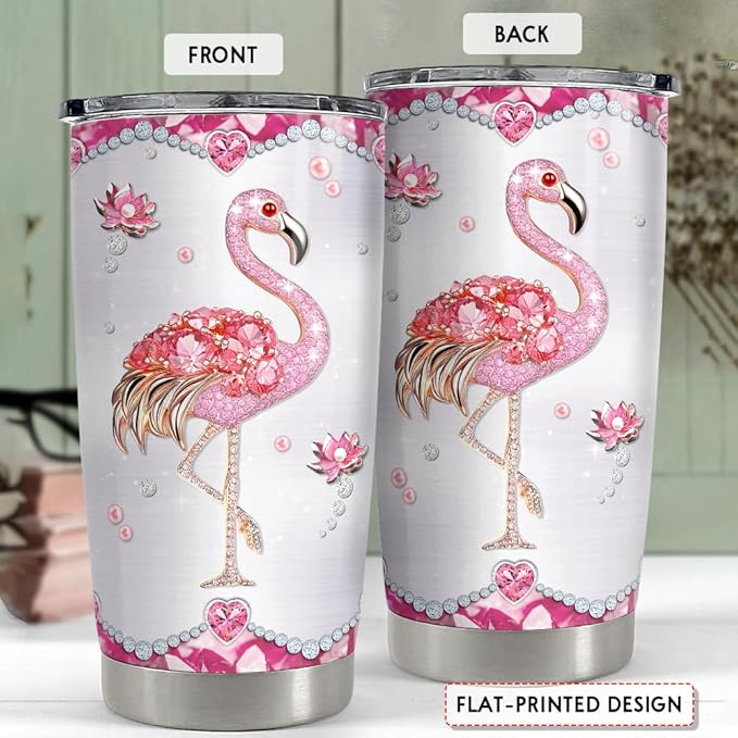 Flamingo Gifts for Women Girls Pink Flamingo Tumbler 20oz Jewelry Drawings Stainless Steel Insulated Tumblers Coffee Travel Mug Cup Gift for Birthday Christmas
