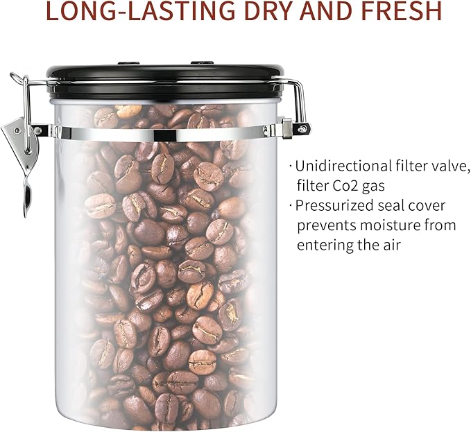 Coffee Canister, Airtight Coffee Container with Date Tracker Lid, Stainless Steel Canister for Kitchen Food Storage (Black-Copper, 12oz)