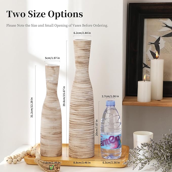 ALMA 13" Tall White Ceramic Vase for Table Centerpiece,Small Flower Vase for Roses,Thin Bowl Vase for Home Decor Living Room, Boho Bathroom,Beachy Room,Coatsal Bedroom,Modern Office Decor