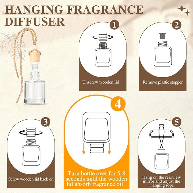 AROIC Car Air Freshener for Women, 6 Pack Air Freshener Diffuser, Hanging Air Fragrance Essential Oil Diffuser, Car Scents Accessories Cute Car Interior Decor Unisex (Light Fragrance)