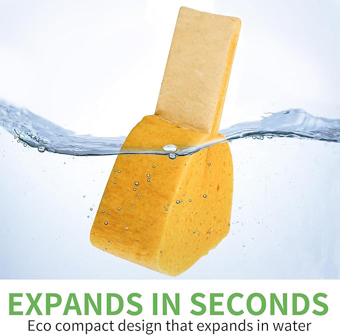 10 Count Compostable Pop-Up Sponges - Expanding, Non-Scratch, Plant-Based Cleaning Sponges Car Wash Sponge